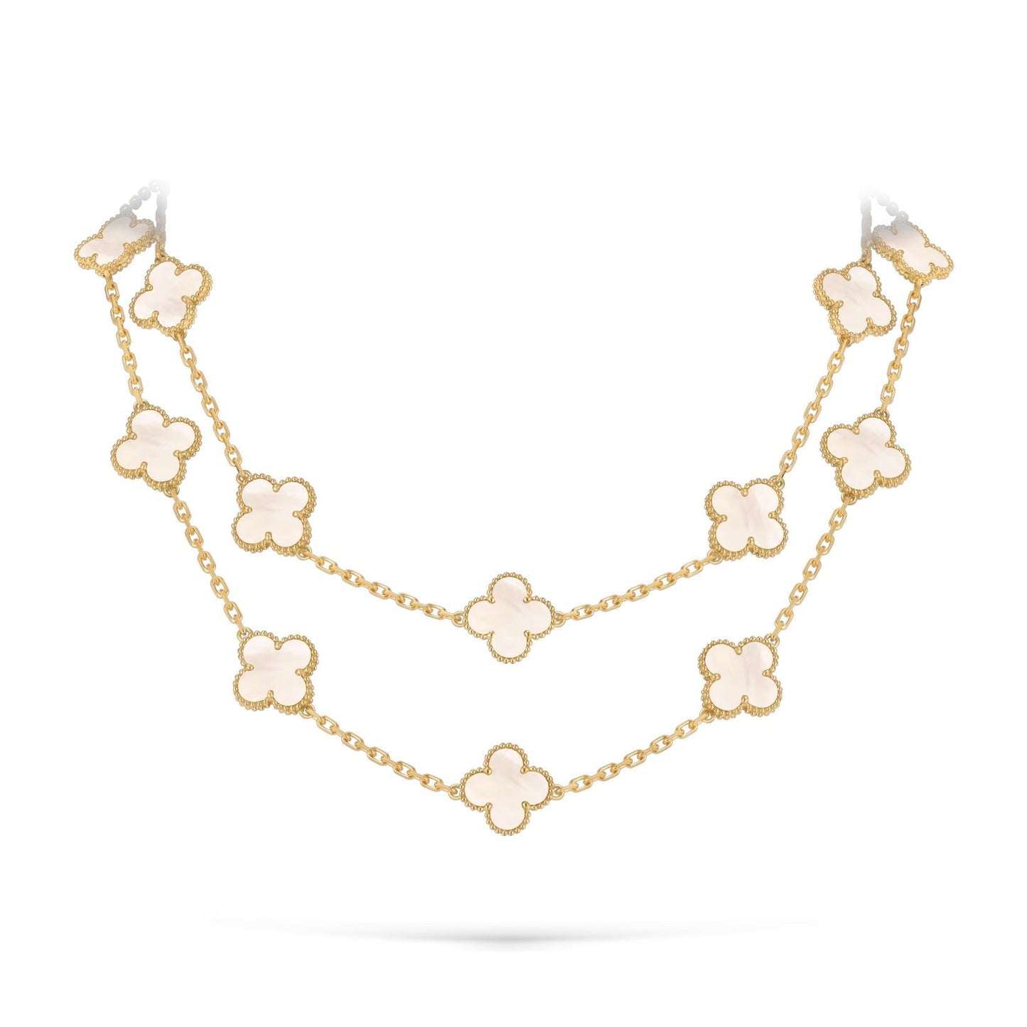 [Leaves]CLASSIC 20-MOTIF LUCKY CLOVER LONG NECKLACE GOLD COLLECTION