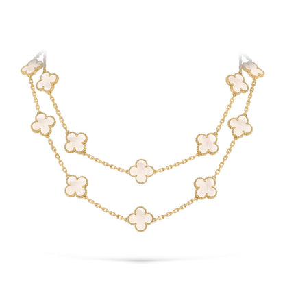 [Leaves]CLASSIC 20-MOTIF LUCKY CLOVER LONG NECKLACE GOLD COLLECTION