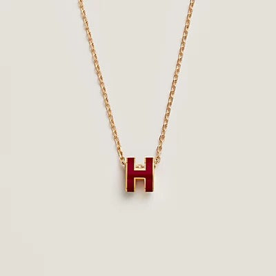 [Leaves]HM CLIC RED ENAMEL GOLD NECKLACE
