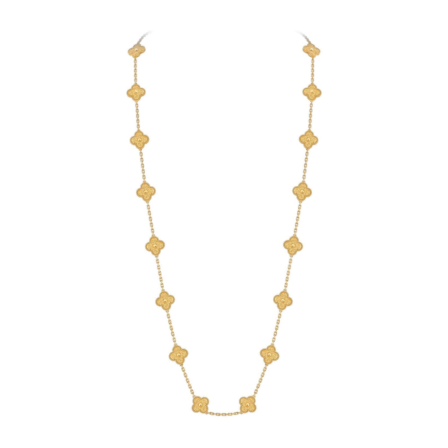 [Leaves]CLASSIC 20-MOTIF LUCKY CLOVER LONG NECKLACE GOLD COLLECTION