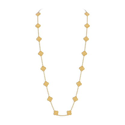 [Leaves]CLASSIC 20-MOTIF LUCKY CLOVER LONG NECKLACE GOLD COLLECTION