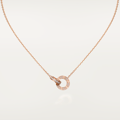 [Leaves]LOVE 7.6MM NECKLACE ROSE GOLD AND SILVER  FULL DIAMOND