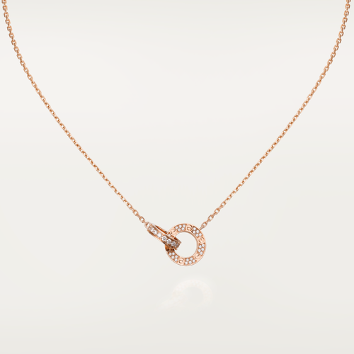 [Leaves]LOVE 7.6MM NECKLACE ROSE GOLD AND SILVER  FULL DIAMOND