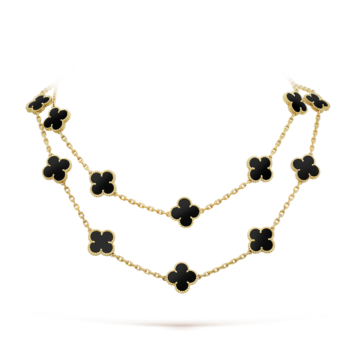 [Leaves]CLOVER 20 MOTIFS ONYX NECKLACE