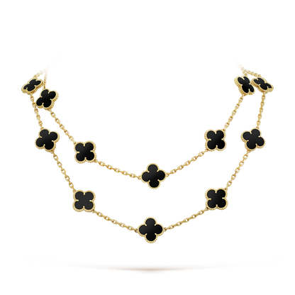 [Leaves]CLOVER 20 MOTIFS ONYX NECKLACE