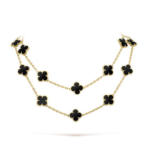 [Leaves]CLOVER 20 MOTIFS ONYX NECKLACE