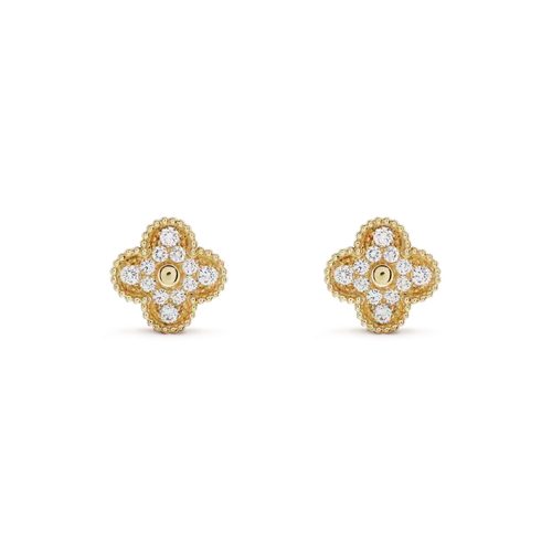 [Leaves]CLOVER MEDIUM 1 MOTIFS FUll DIAMOND EARRINGS