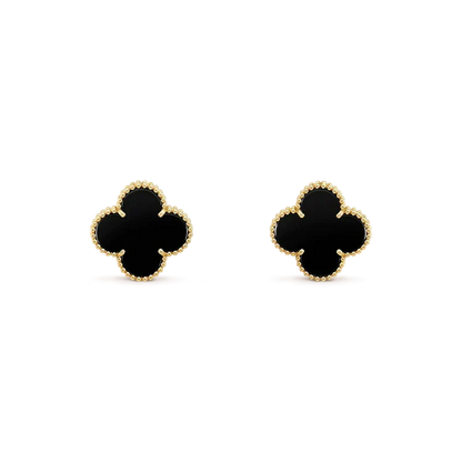 [Leaves]CLOVER MEDIUM 1 MOTIFS  ONYX STUD EARRINGS