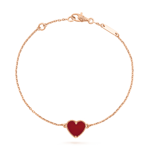 [Leaves]HEART CARNELIAN PINK GOLD BRACELET