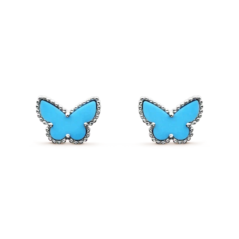 [Leaves]BUTTERFLY TURQUOISE EARRINGS SILVER