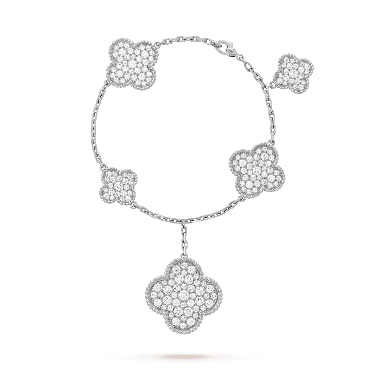 [Leaves]CLOVER 6 MOTIFS SILVER DIAMOND BRACELET