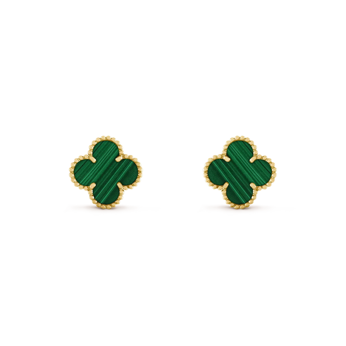 [Leaves]CLOVER MEDIUM 1 MOTIFS MALACHITE  EARRINGS