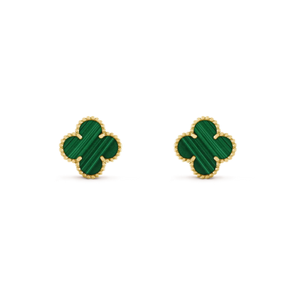 [Leaves]CLOVER MEDIUM 1 MOTIFS MALACHITE  EARRINGS