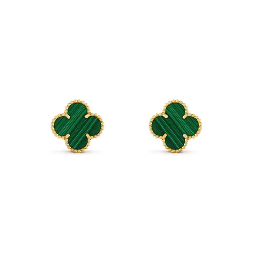 [Leaves]CLOVER MEDIUM 1 MOTIFS MALACHITE  EARRINGS