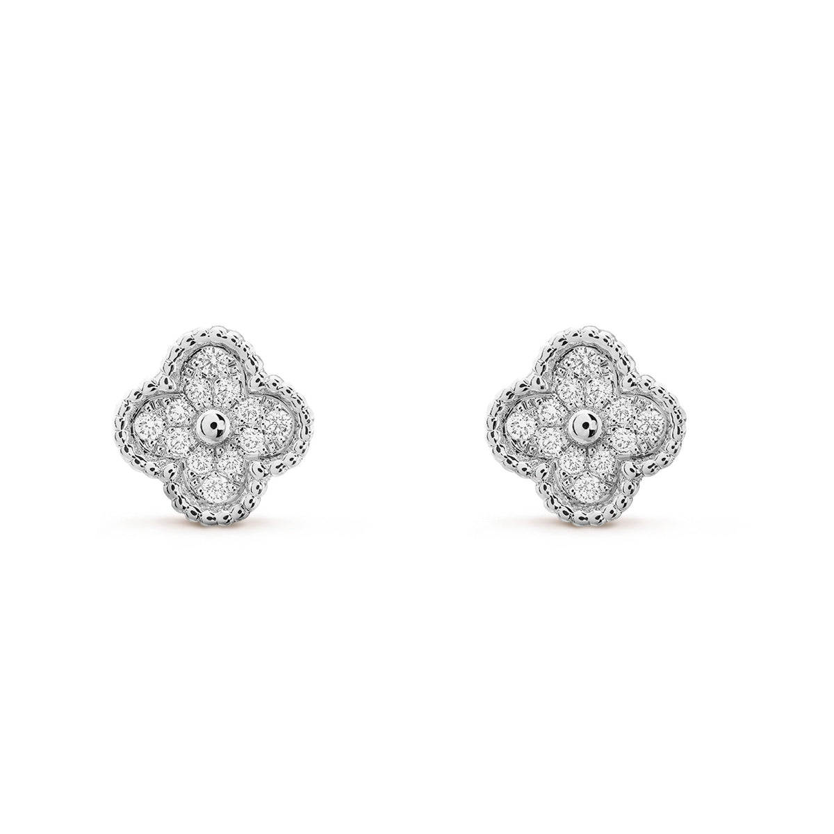 [Leaves]CLOVER MINI DIAMOND STUD EARRINGS