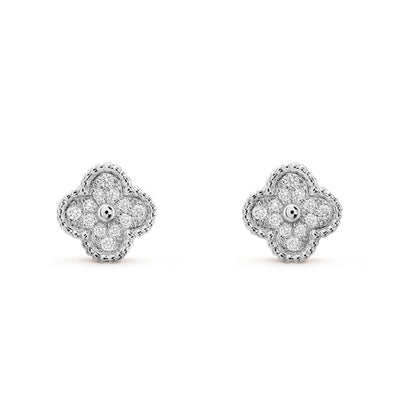 [Leaves]CLOVER MINI DIAMOND STUD EARRINGS