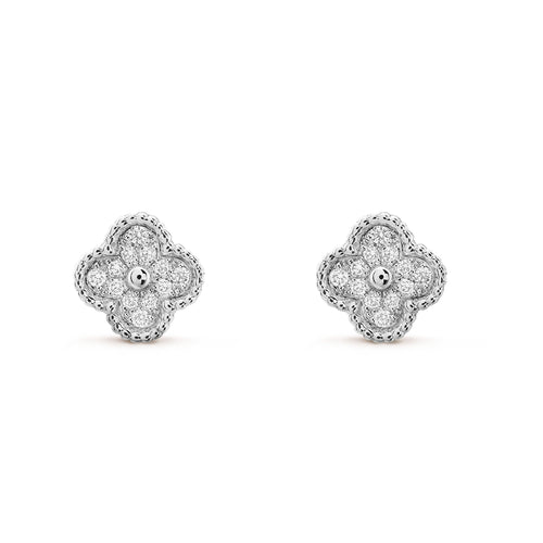 [Leaves]CLOVER MINI DIAMOND STUD EARRINGS