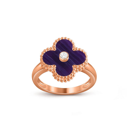 [Leaves]LUCKY CLOVER DIAMOND-ACCENT ROSE GOLD RING COLLECTION