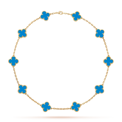 [Leaves]CLASSIC LUCKY 10-MOTIF CLOVER NECKLACE GOLD COLLECTION