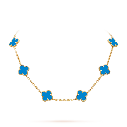 [Leaves]CLASSIC LUCKY 10-MOTIF CLOVER NECKLACE GOLD COLLECTION