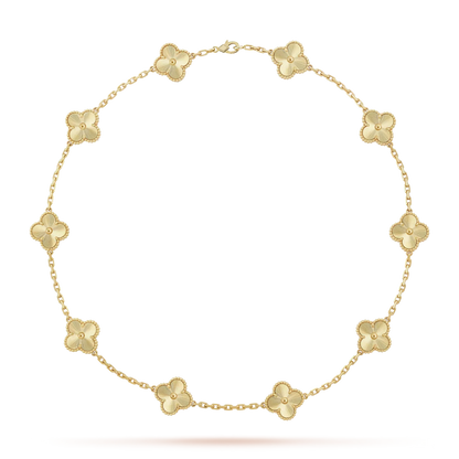 [Leaves]CLASSIC LUCKY 10-MOTIF CLOVER NECKLACE GOLD COLLECTION