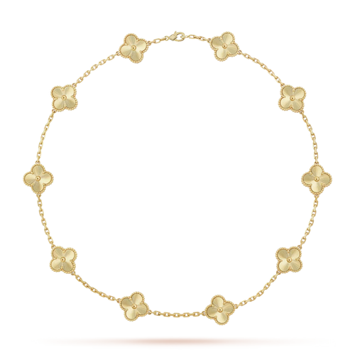[Leaves]CLASSIC LUCKY 10-MOTIF CLOVER NECKLACE GOLD COLLECTION