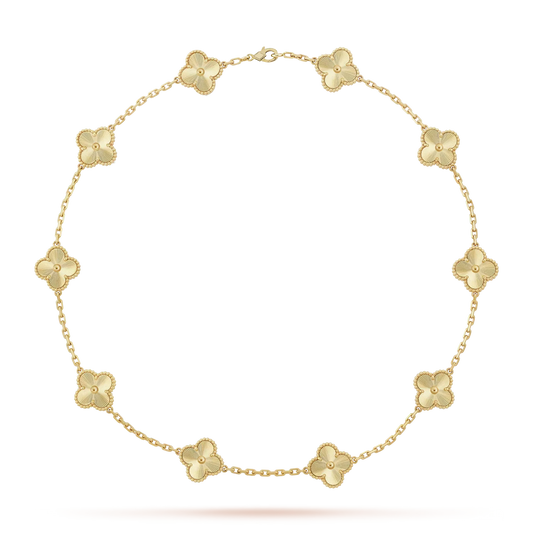 [Leaves]CLASSIC LUCKY 10-MOTIF CLOVER NECKLACE GOLD COLLECTION