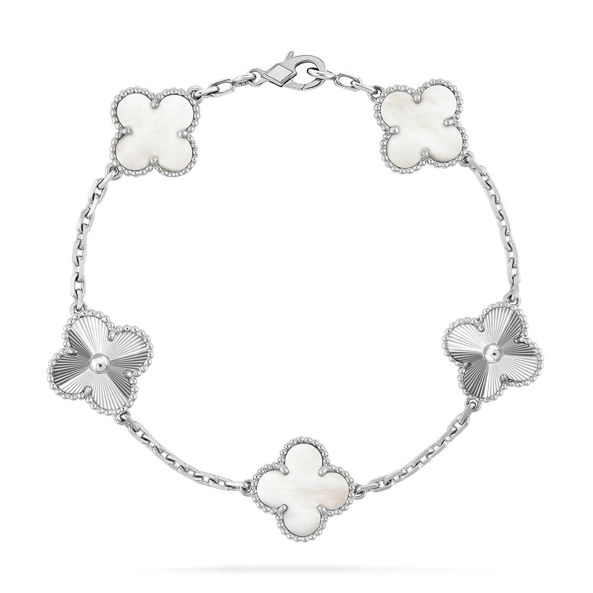 [Leaves]LUCKY CLOVER 5-MOTIF BRACELET - WHITE MOTHER-OF-PEARL COLLECTION