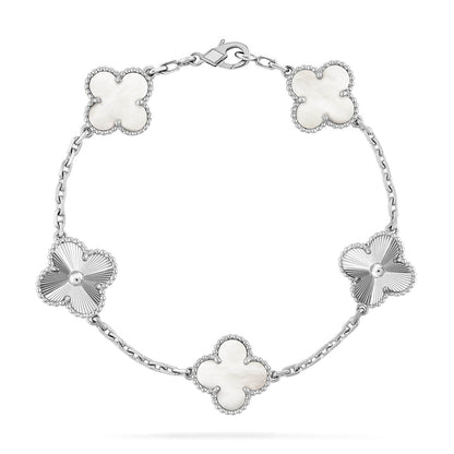 [Leaves]LUCKY CLOVER 5-MOTIF BRACELET - WHITE MOTHER-OF-PEARL COLLECTION