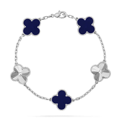 [Leaves]LUCKY CLOVER 5-MOTIF BRACELET - LAPIS LAZULI COLLECTION
