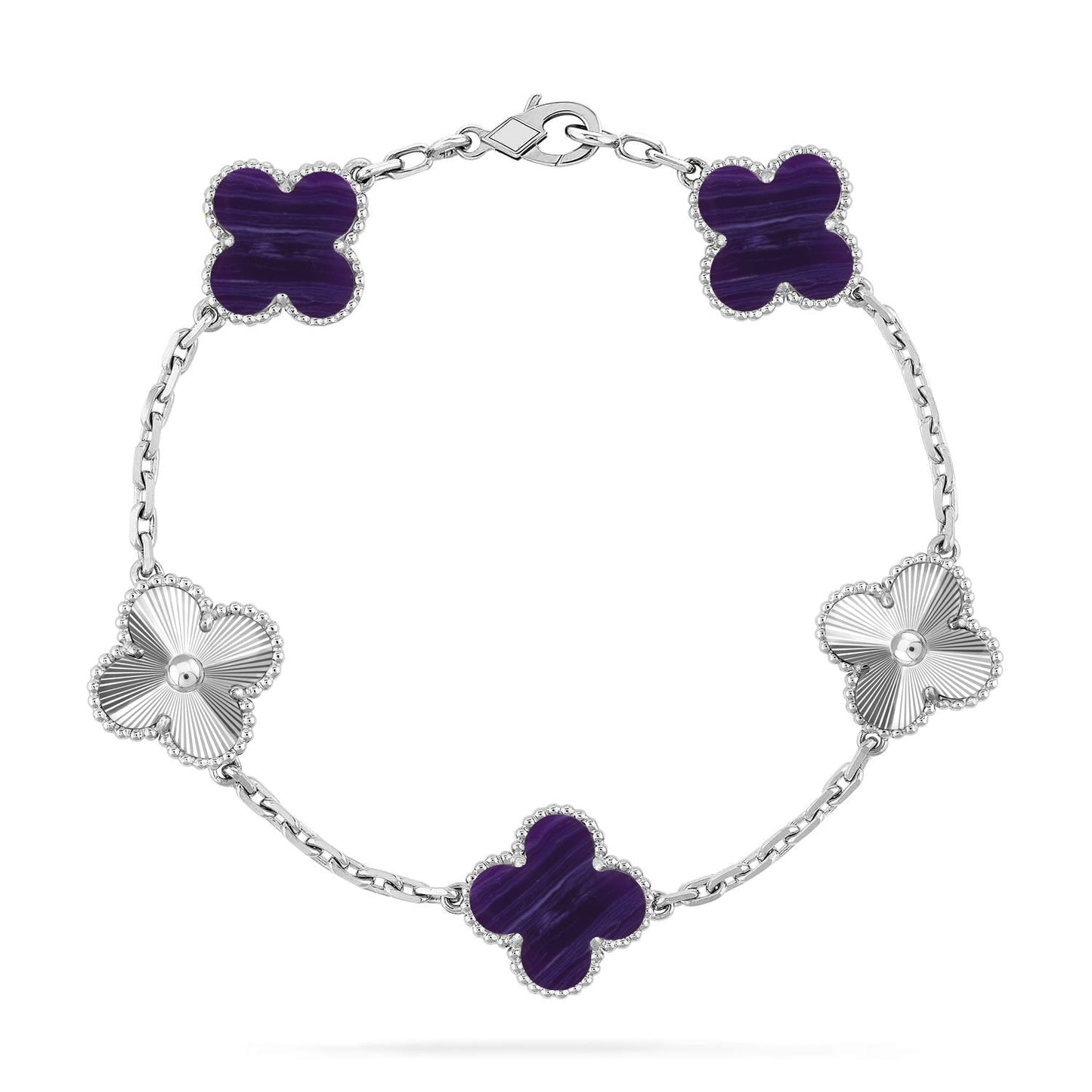 [Leaves]LUCKY CLOVER 5-MOTIF BRACELET - CHAROITE COLLECTION