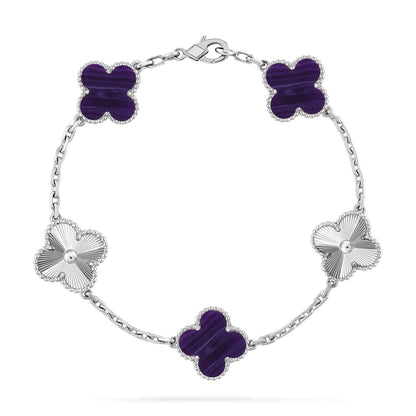 [Leaves]LUCKY CLOVER 5-MOTIF BRACELET - CHAROITE COLLECTION