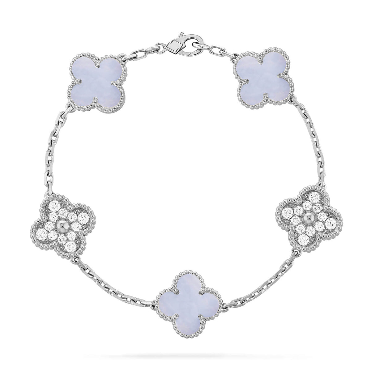 [Leaves]LUCKY CLOVER 5-MOTIF BRACELET - PURPLE CHALCEDONY COLLECTION