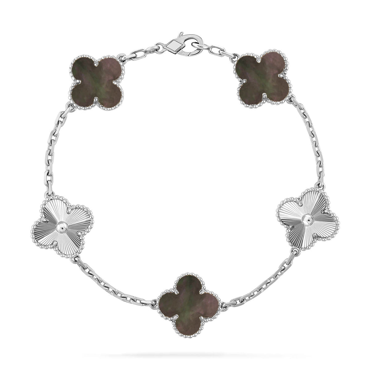 [Leaves]LUCKY CLOVER 5-MOTIF BRACELET - GREY MOTHER-OF-PEARL COLLECTION
