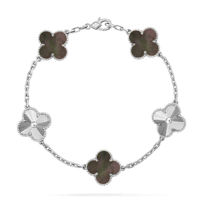 [Leaves]LUCKY CLOVER 5-MOTIF BRACELET - GREY MOTHER-OF-PEARL COLLECTION