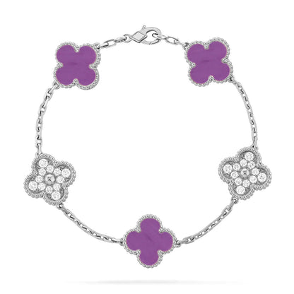 [Leaves]LUCKY CLOVER 5-MOTIF BRACELET - VIOLET COLLECTION