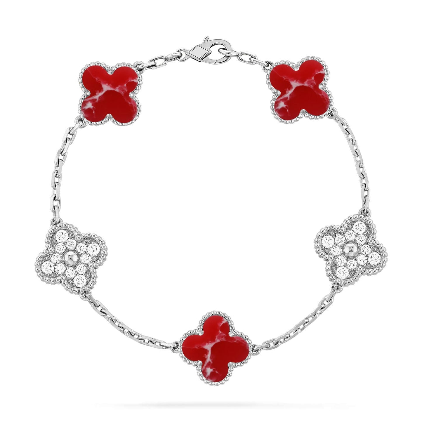 [Leaves]LUCKY CLOVER 5-MOTIF BRACELET - RED LARIMAR COLLECTION