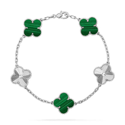 [Leaves]LUCKY CLOVER 5-MOTIF BRACELET - MALACHITE COLLECTION