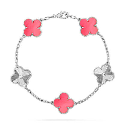 [Leaves]LUCKY CLOVER 5-MOTIF BRACELET - PINK MOTHER-OF-PEARL COLLECTION