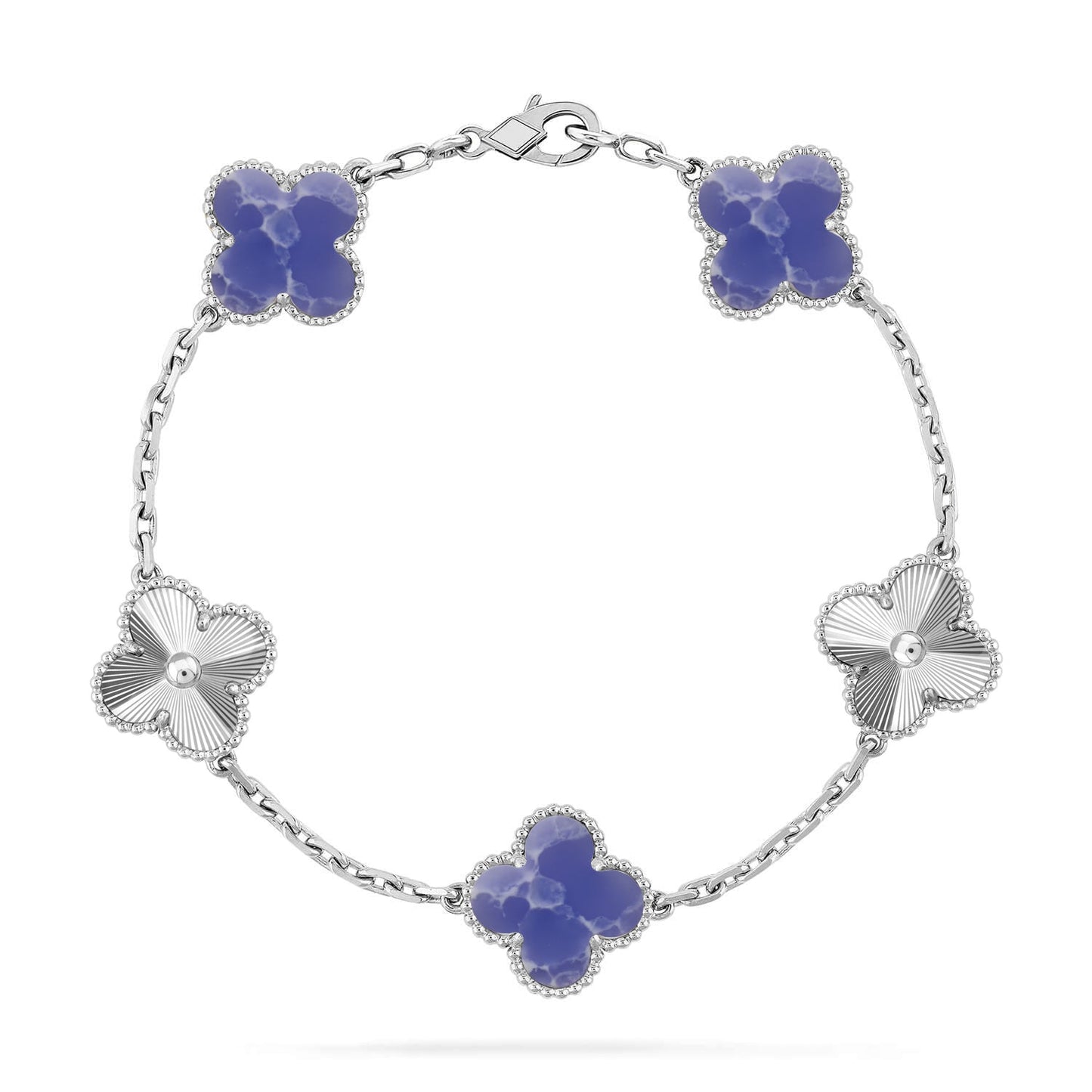 [Leaves]LUCKY CLOVER 5-MOTIF BRACELET - BLUE LARIMAR COLLECTION
