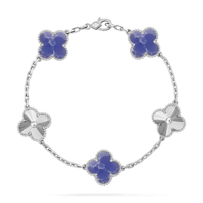[Leaves]LUCKY CLOVER 5-MOTIF BRACELET - BLUE LARIMAR COLLECTION