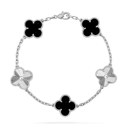 [Leaves]LUCKY CLOVER 5-MOTIF BRACELET - BLACK OXNY COLLECTION