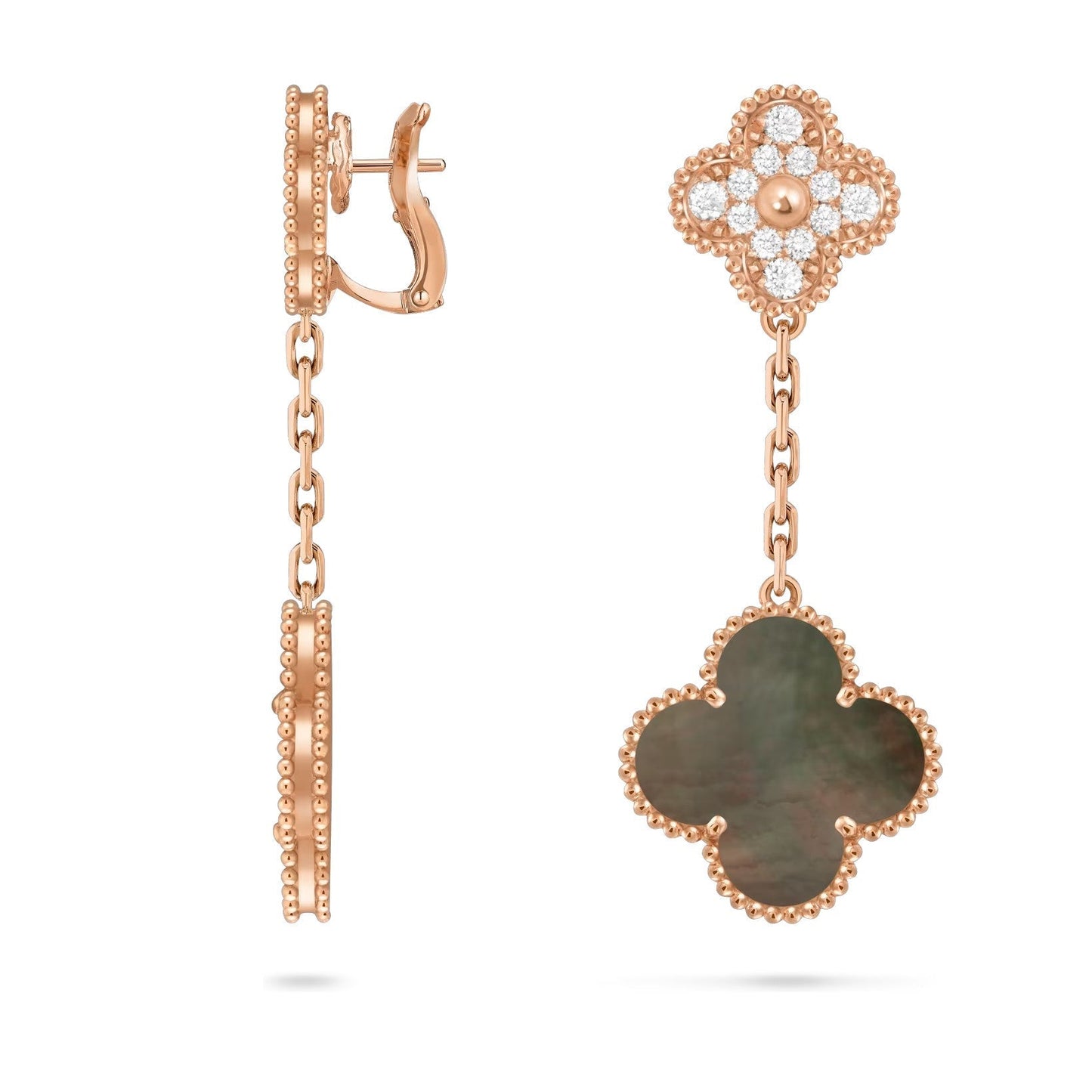 [Leaves]CLOVER DUAL-MOTIF STATEMENT STUD EARRINGS - DOUBLE-CHARM COLLECTION