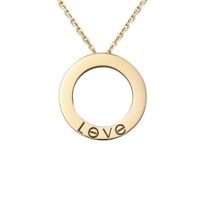 [Leaves]LOVE LARGE CIRCULAR PENDANT FULL-PAVÉ DIAMOND NECKLACE