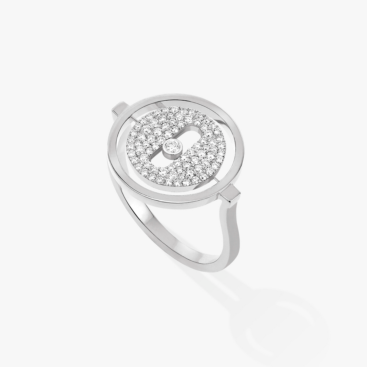 [Leaves]Lucky Move Paved Silver Diamond Ring