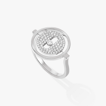 [Leaves]Lucky Move Paved Silver Diamond Ring