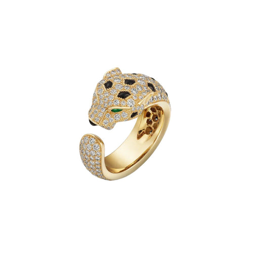 [Leaves]PANTHÈRE DE DIAMOND HALF-PAVÉ MEDIUM RING