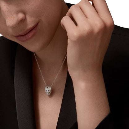 [Leaves]LEOPARD HEAD FULL PAVÉ DIAMOND PENDANT NECKLACE
