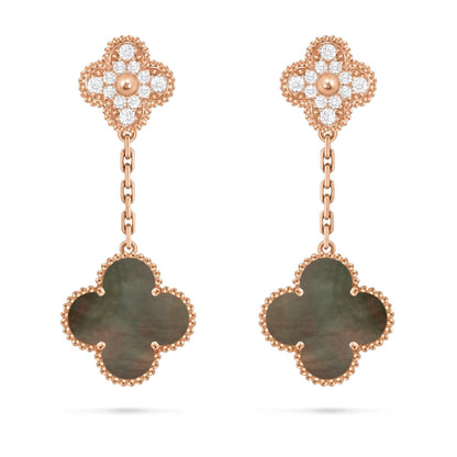 [Leaves]CLOVER DUAL-MOTIF STATEMENT STUD EARRINGS - DOUBLE-CHARM COLLECTION