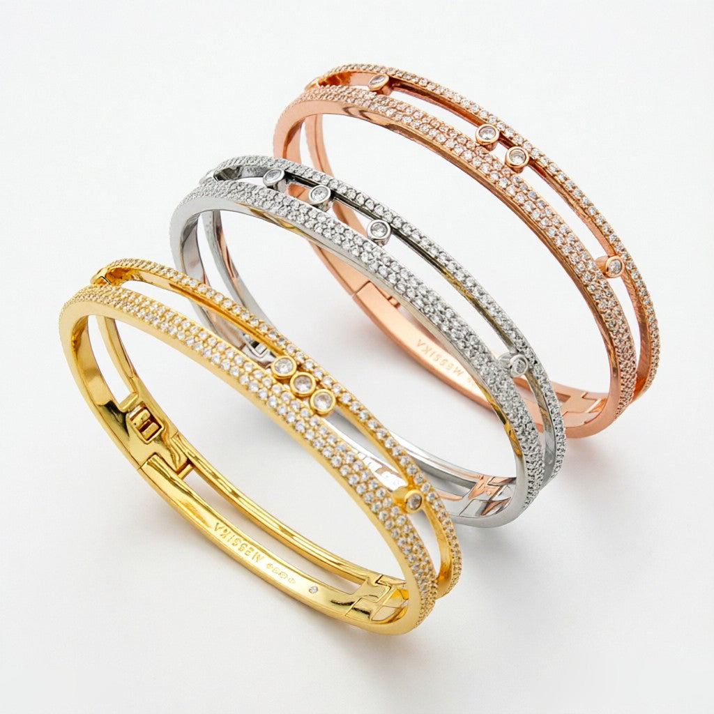 [Leaves]MOVE ROMANE PAVÉ DIAMOND BANGLE BRACELET